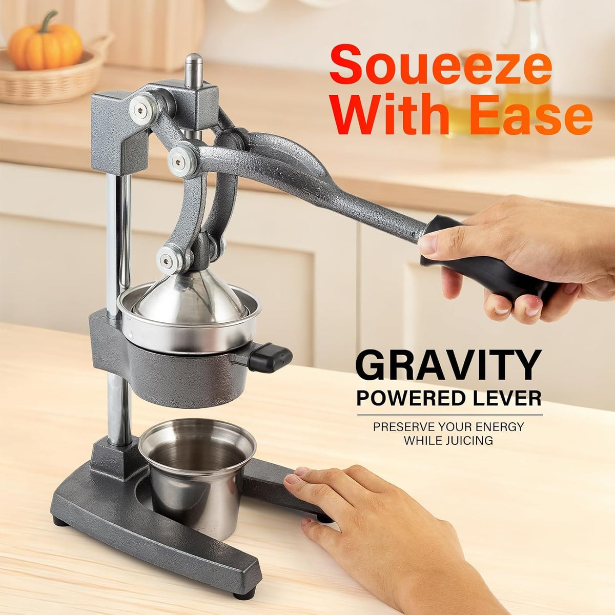 Manual Cast Iron Juicer, Gray Lemon Citrus Squeezer