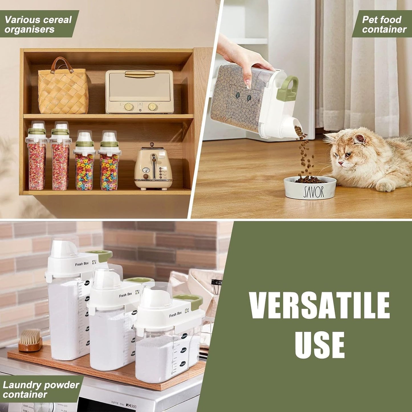 Cereal Storage Container 2Pack,85oz/2.5L Airtight Food Storage Containers With Lids,Organizers Storage With Measuring Cup for Beans,Sugar,Rice,Nuts,Snacks,Dog Cat Pet Food,Candy