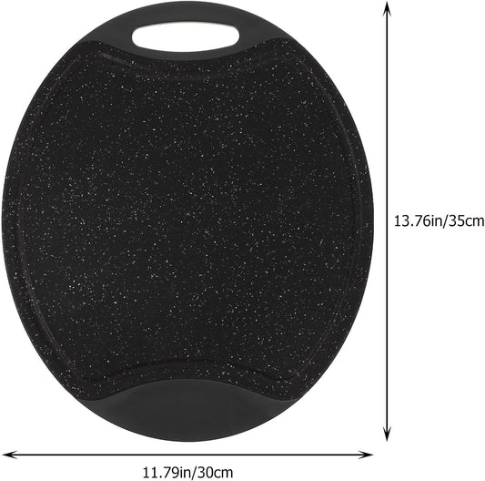 Angoily Non-slip Oval Cutting Board Portable Kitchen Mat with Handle Household Chopping Board for Meat and Fruit Use Handy Cutting Surface for Cooking and Food Prep