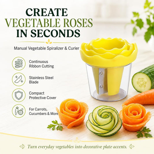Manual Vegetable Spiralizer And Curler For Rose Flower Carving,