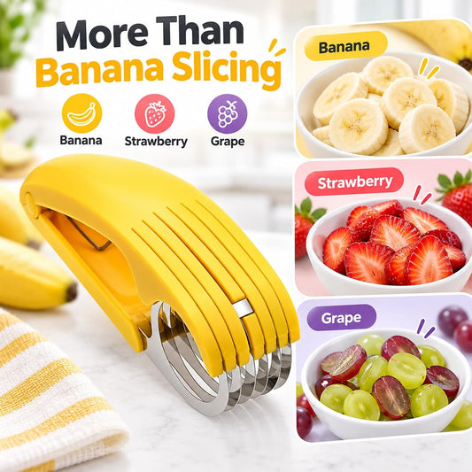 Guyuyii Stainless Steel Banana Slicer, Fruit Cutter Tool with ABS Handle