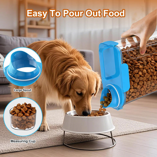 Uppetly Dog Cat Food Storage Container, 5-7Lbs Pet Food Containers, Airtight Cat Food Container with Portable Handle & Measuring Cup, Small Animal Dry Food Dispenser for Dogs, Cats and Birds Green