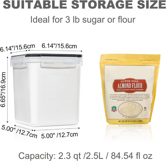 PANTRYSTAR Large Food Storage Containers with Lids Airtight 5.2L /176Oz, for Flour, Sugar, Baking Supply, 3PCS BPA Free Plastic Canisters for Kitchen Pantry Organization