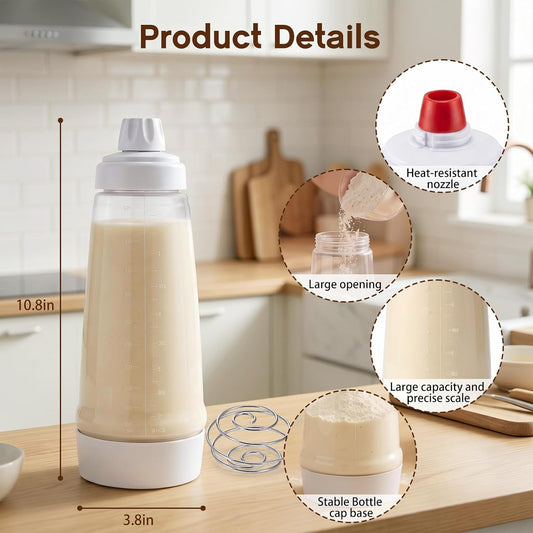 2 Pack 1000ml Squeeze Pancake Batter Dispenser Stainless Steel Mixing Balls