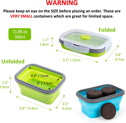 Collapsible Food Storage Containers with Lids, 4 Pack, 40 oz Silicone 1-Compartment Meal Prep Containers Reusable, Lunch Bento Boxes for Adults, Microwave Freezer Dishwasher Safe, BPA-Free, Black