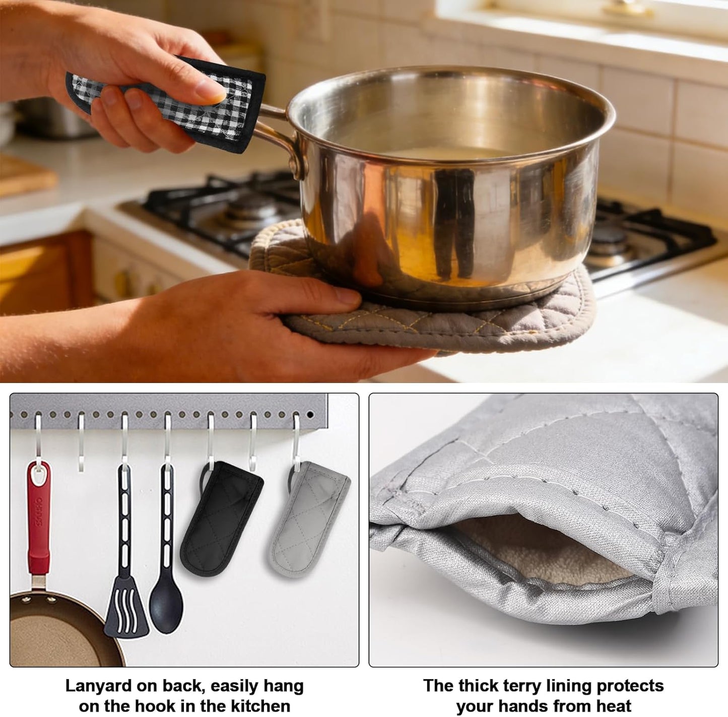 Cast Iron Handle Cover 4 Pcs Cast Iron Skillet Handle Covers Heat Resistant Lodge Handle Cover for Kitchen