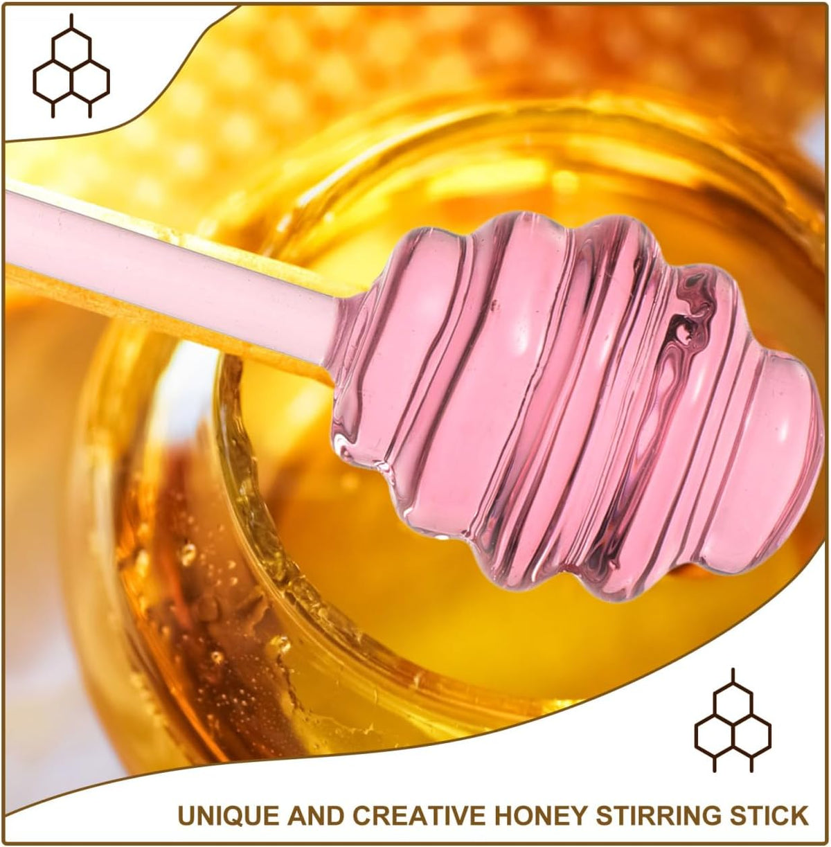 CALLARON Glass Honey Dipper Stirring Stick - Portable Household Honey Rod for Tea Coffee Jam - Practical Spiral Design 5.35 X 1.18 Inches
