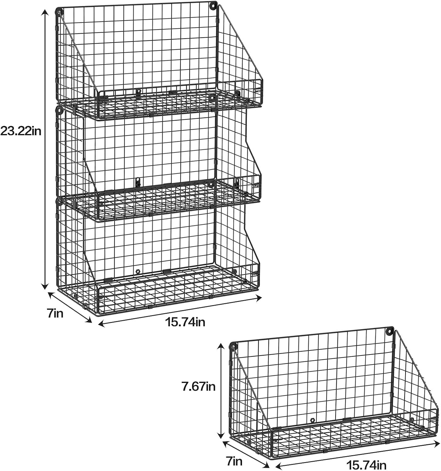 X-cosrack 3 Tier Large Stackable Snack Organizer - Versatile Wall Mounted Wire Storage Basket with Divider for Candy Chip Cans Bars - Ideal for Pantry Office Home