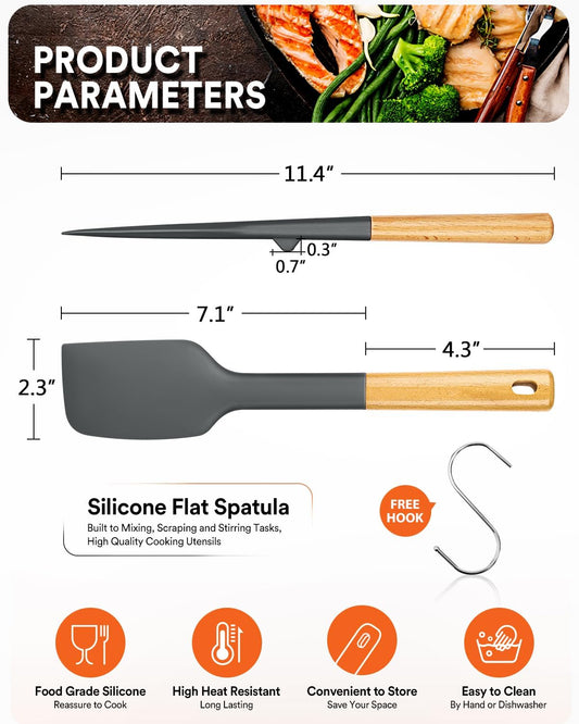 Badiano Silicone Heavy-Duty Spatula, Rubber Scraper for Nonstick Cookware