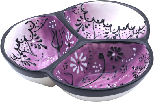 3-Compartment Ceramic Serving Dish, Handmade in Spain