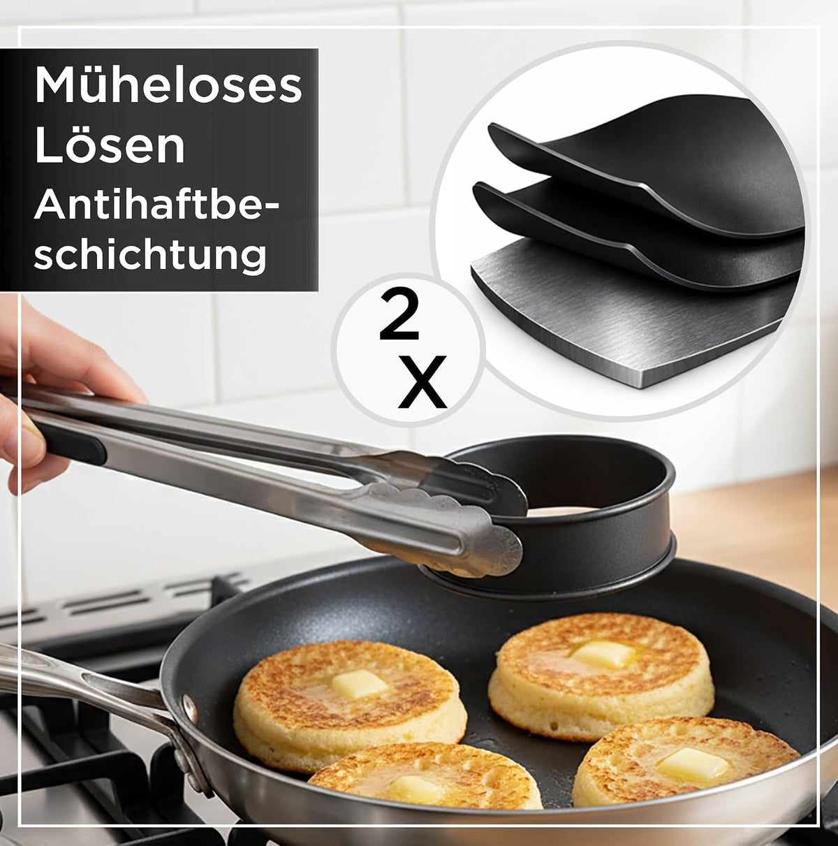Wrenbury Crumpet Rings Nonstick 3.5 inch - English Muffin Rings - Food Ring Molds for Cooking – Metal Baking Egg Ring Set - Made in England