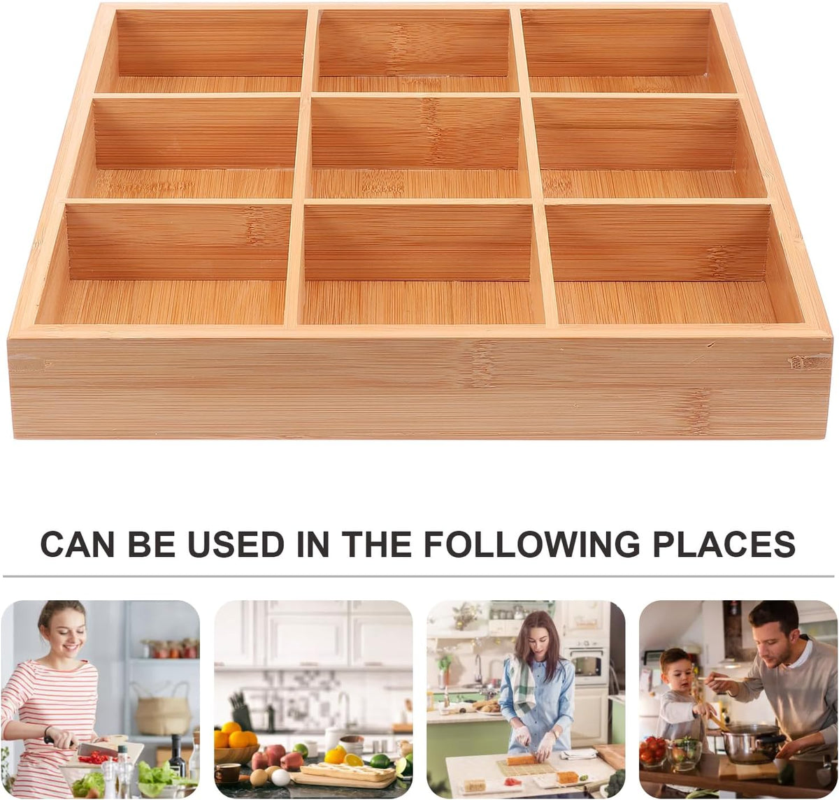 Cabilock Nine-Grid Vegetable Tray 12.99In Divided Serving Platter Practical Kitchen Organizer for Hot Pot Snacks Appetizers Party