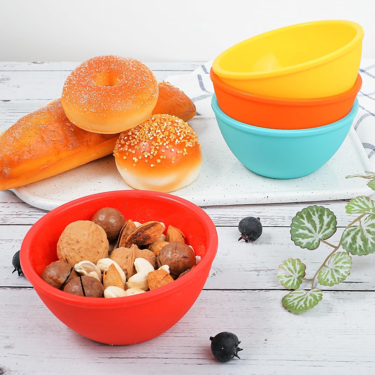 Webake 3" Silicone Pinch Bowls for Cooking Prep, 2oz Small Dipping Bowls Sauce Condiment Containers with Lids, BPA Free Set of 8
