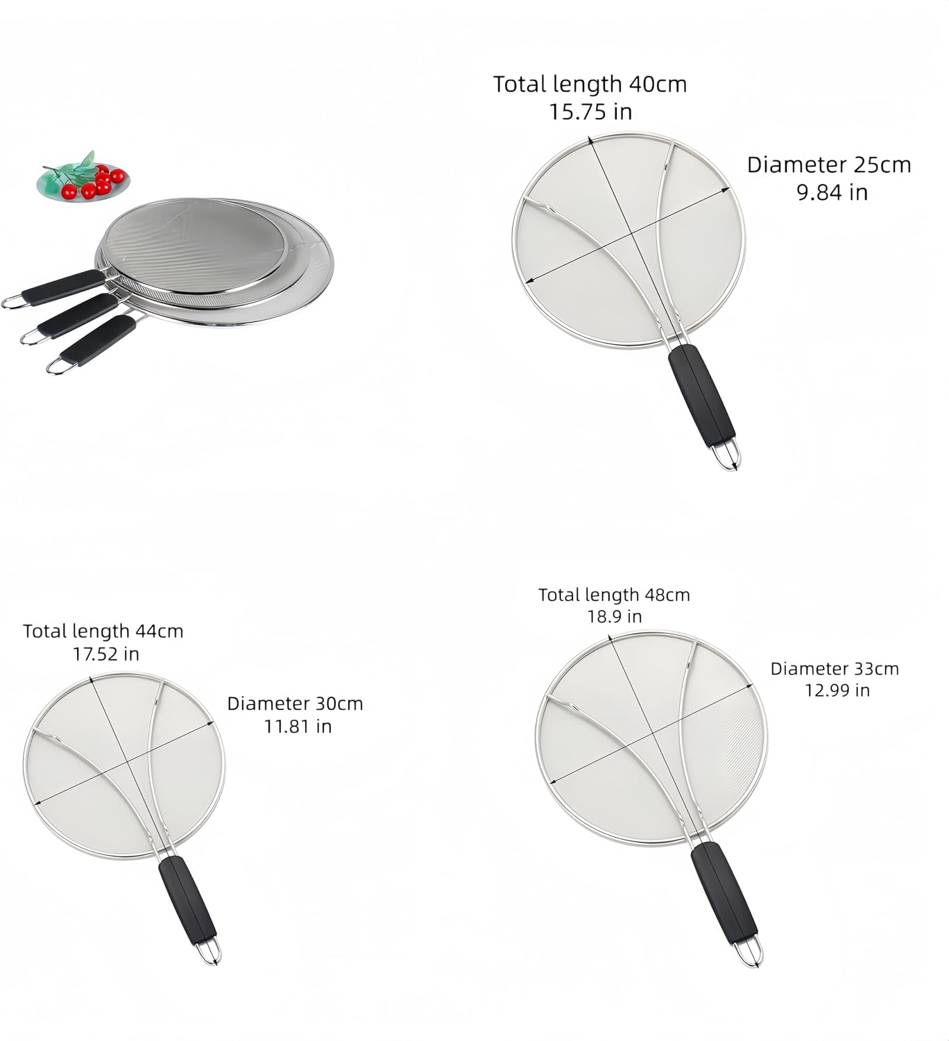grease splatter guard,Kitchen Supply,Splatter Guard for Frying Pan & Food Strainer and Universal Cookware,stainless steel kitchenware,splash guard for Cooking with Comfort Grip Handles (1pcs-13 in)