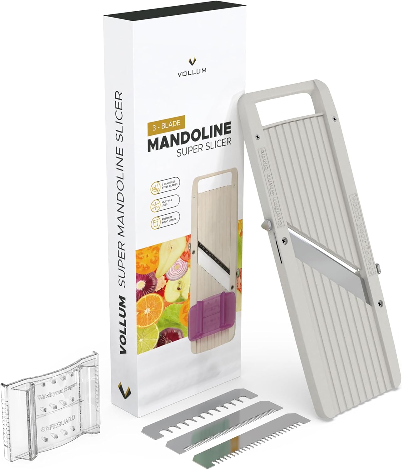 Vollum Mandoline Slicer Vegetable Cutter Stainless Steel Blades