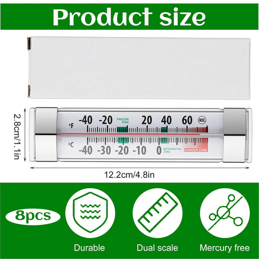 8Pack Refrigerator Freezer Thermometer, Waterproof Refrigerator Thermometer