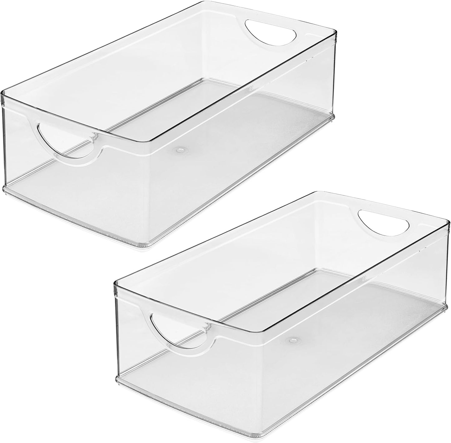 iDesign Stackable Clear Plastic Extra Long Storage Bin, 2-Pack | Organizer for Kitchen Cabinet or Pantry
