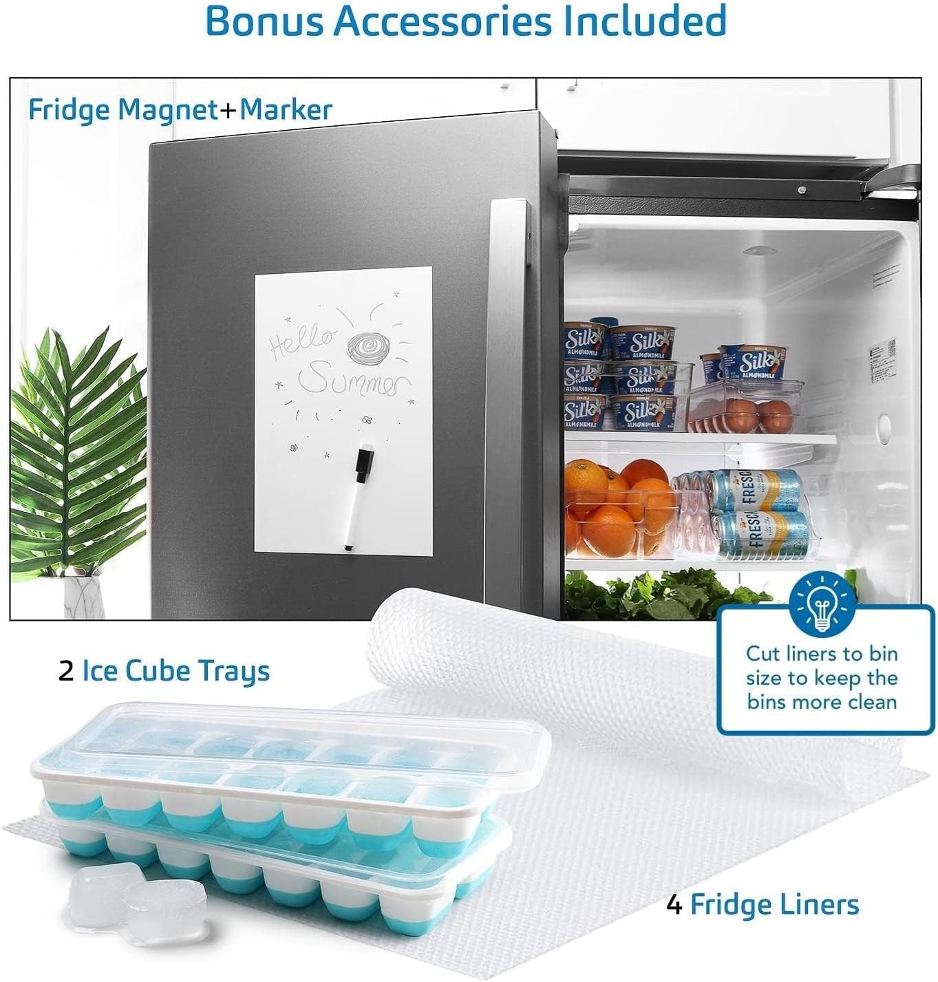 Hearth & Harbor Pantry Organization and Storage Bins - Food Storage Containers - Clear Storage Bins for Fridge, Refrigerator & Kitchen Cabinet - BPA Free Freezer Organizer Bins (9 Piece Set)