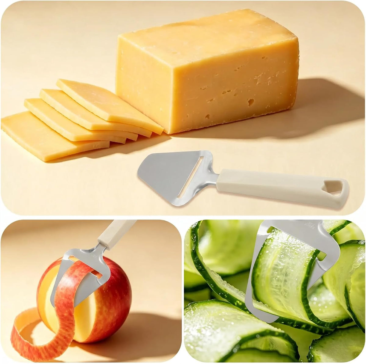Non-Stick Cheese Slicer, Stainless Steel, Green