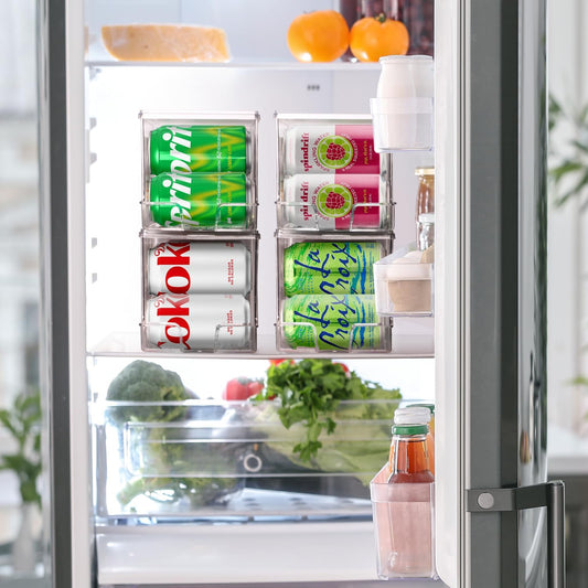 ClearSpace Soda Can Organizer & Soda Can Dispenser for Refrigerator - Fridge Organizer & Stackable Drink Organizer for Fridge or Refrigerator - Holds 12 Cans Each, BPA Free - 2 Pack