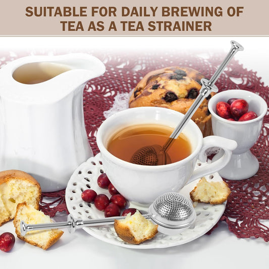 Stainless Steel Loose Tea Leaf Steeper&Sugar Shaker Duster Sifter 2 in 1, tea ball for loose leaf tea,tea strainers One-Hand Operated Spring-Loaded