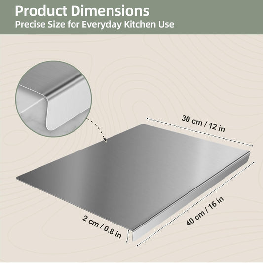 Stainless Steel Cutting Board Set with Lip, 2 Pack 16" & 24" Metal Chopping Boards for Kitchen Countertop, Non-Slip Food Prep Boards for Meat & Vegetables