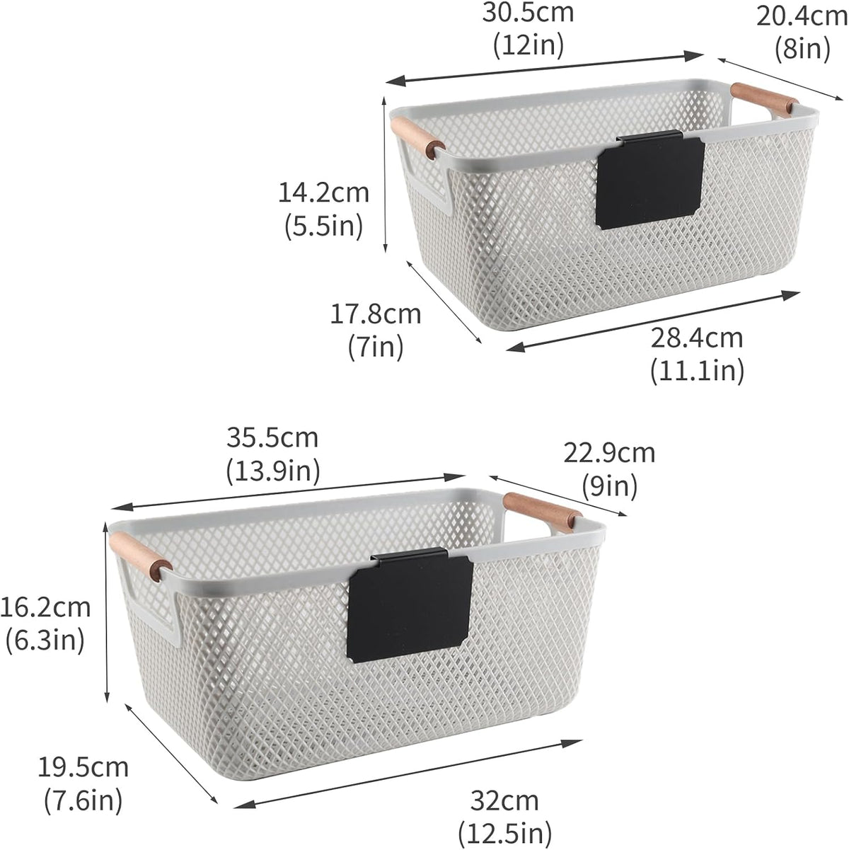 Onion and Potato Storage Baskets,A set of 2 Wooden Handle storage Basket Stackable Plastic Pantry Bins, Multifunctional Organizers for Kitchen, Countertop, and More Vegetable Storage Box (Black-2pack)