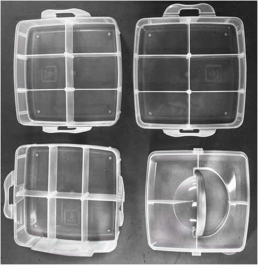 BIN BUDDY 3-Layer Stackable Clear Plastic Boxes | Removable Dividers | 5.75" (14.6 cm) x 5.75" (14.6 cm) x 5" (12.7 cm) | Ideal for Craft & Garage Organizing