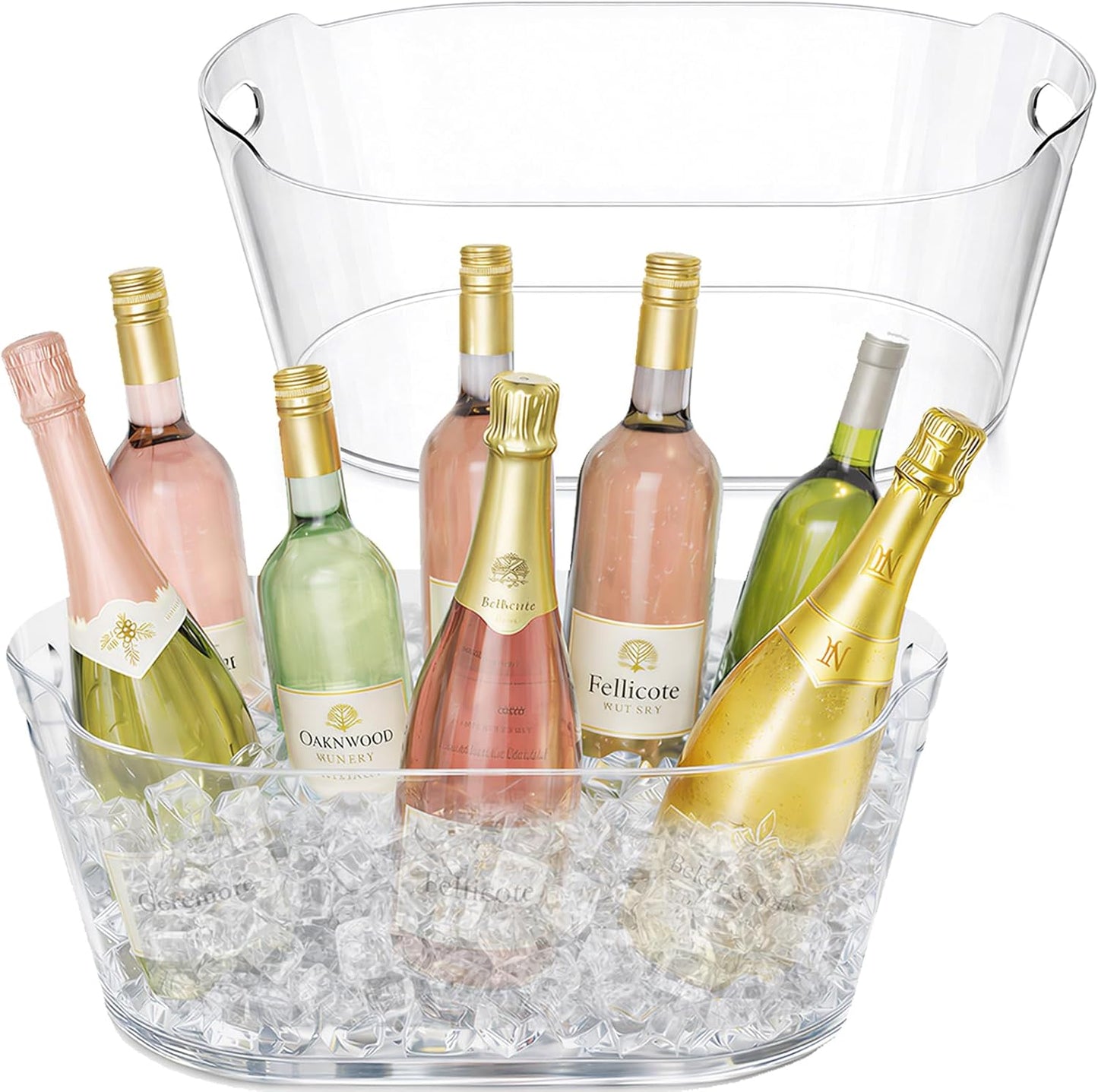 Lifewit 11.5L Ice Bucket for Parties, Large Plastic Drink Cooler for Champagne Wine, Beer, Clear Beverage Tub for Mimosa & Cocktail Bar, Portable Chiller for Party Hosting & Serving