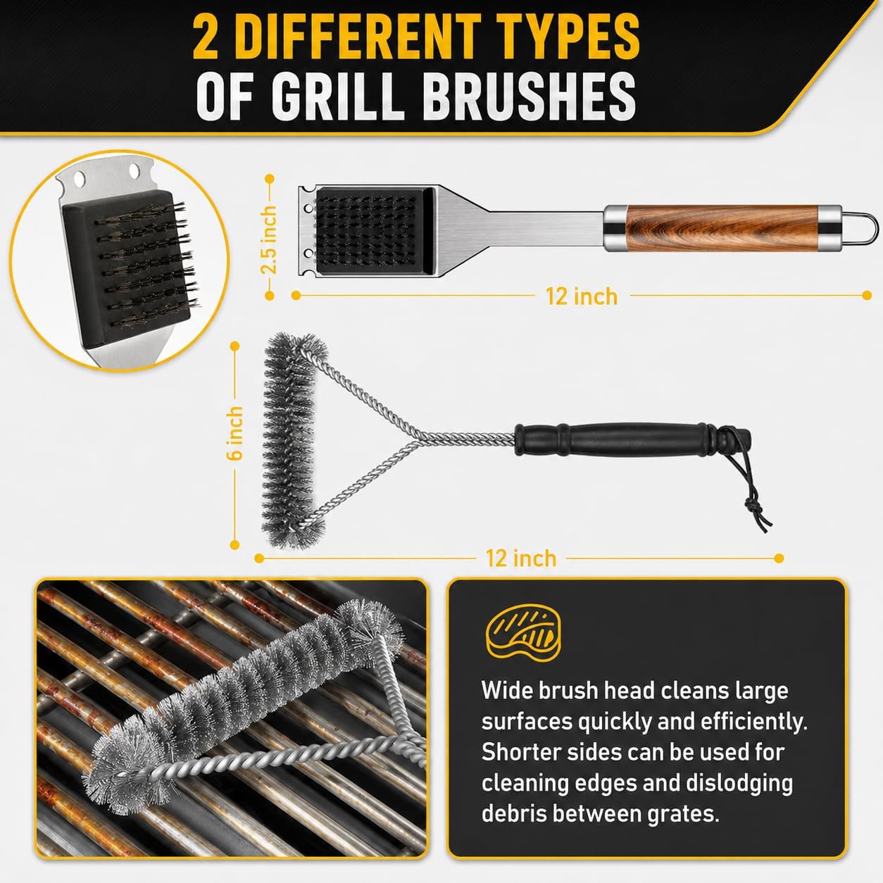 34Pcs Grill Accessories Grilling Gifts for Men, 16 Inches Heavy Duty BBQ Accessories, Stainless Steel BBQ Tools with Thermometer, Grill Mats for Backyard, BBQ Gifts Set for Men Women