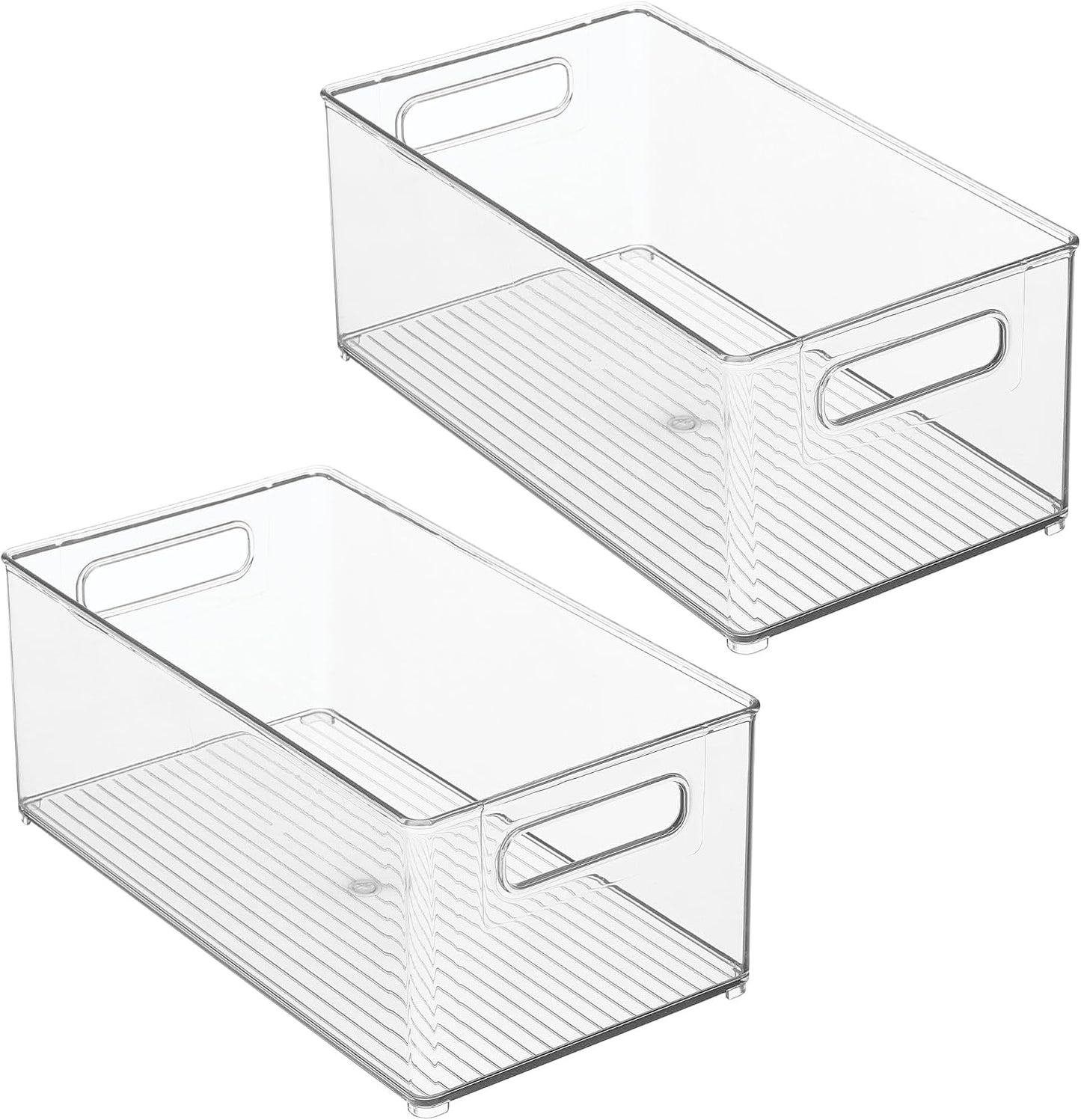 iDesign Stackable Fridge Bin, Set of 4, Clear | Kitchen Storage Bin, For Pantry, Cabinets, or Fridge