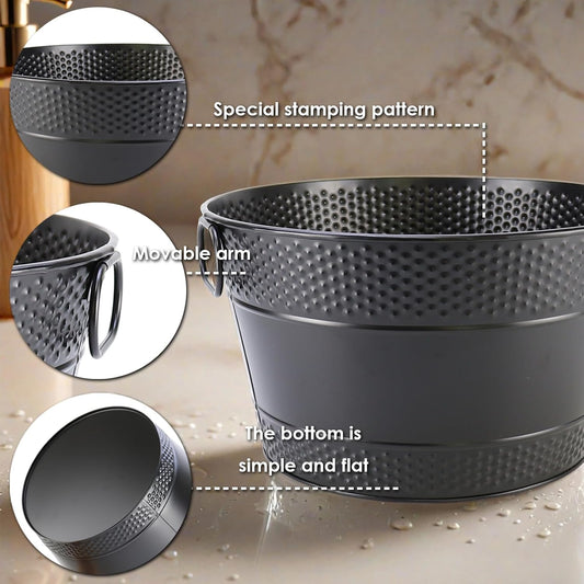 Ice Bucket for Parties Galvanized Beverage Tub, Drink Buckets Galvanized Bucket with Handles for Wine Beer Champagne Cocktails for Catering Bars (Copper-1PC)