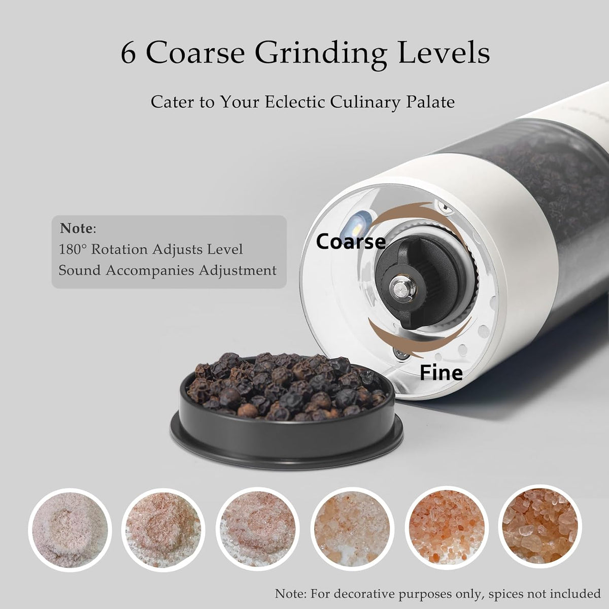 Electric Salt and Pepper Grinder Set, USB Rechargeable, Automatic Salt and Pepper Mill Grinder with Adjustable Coarseness, Electric Salt Shakers, LED Light, Refillable (2 Packs, Greige)