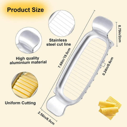 Butter Slicer Cutter & Cheese Cutter–Multi-Use Kitchen Tool for Evenly Slicing Butter Blocks, Cheeses, Eggs & Soft Fruits–Non-Stick,Compact & Portable for Home, BBQ, Camping()