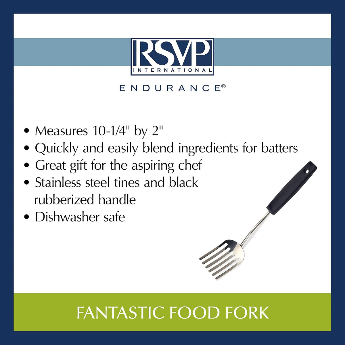 RSVP International Endurance Kitchen Baking Tool Collection, Blending Fork, Stainless Steel