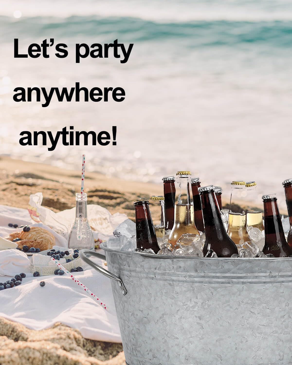 Galvanized Metal Beverage Ice Tub -Stylish Oval Ice Bucket with Handles for Party and Events, Beer Wine Champagne Whiskey Cocktail Cooler Ice Tub for Christmas and Halloween Bar