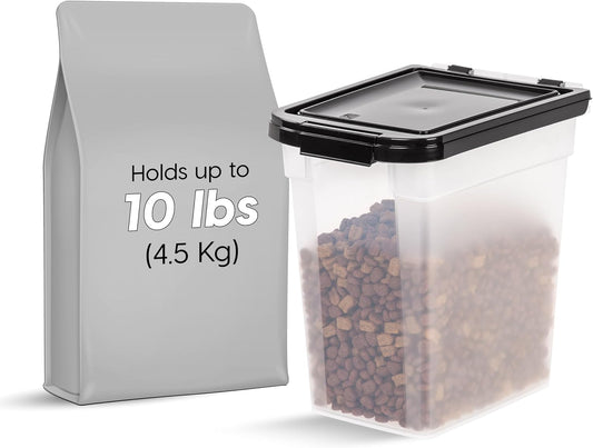 IRIS USA Airtight Dog Food Storage Container, Up to 30 lbs, Attachable Wheels, for Dog Cat Bird and other Pet Food Storage Bin, Keep Fresh, Easy Mobility, BPA Free, Black