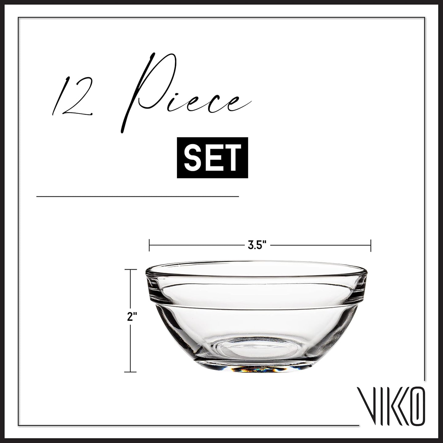 Vikko Small Glass Bowls,3.5 Inch Mise En Place Bowls, Set of 6 Glass Pinch Bowl, Prep Dish For Cooking, Sauce Bowl, Snack, Dessert & Dip