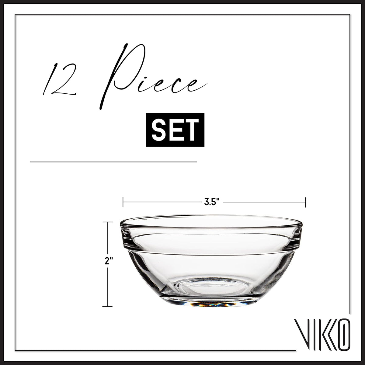 Vikko Small Glass Bowls,3.5 Inch Mise En Place Bowls, Set of 6 Glass Pinch Bowl, Prep Dish For Cooking, Sauce Bowl, Snack, Dessert & Dip