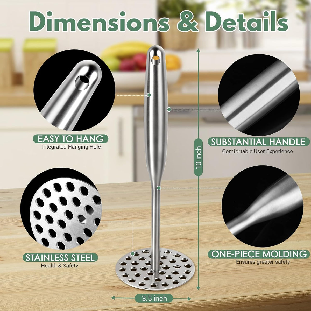 Stainless Steel Potato Masher - Heavy Duty Mashed Potato Maker