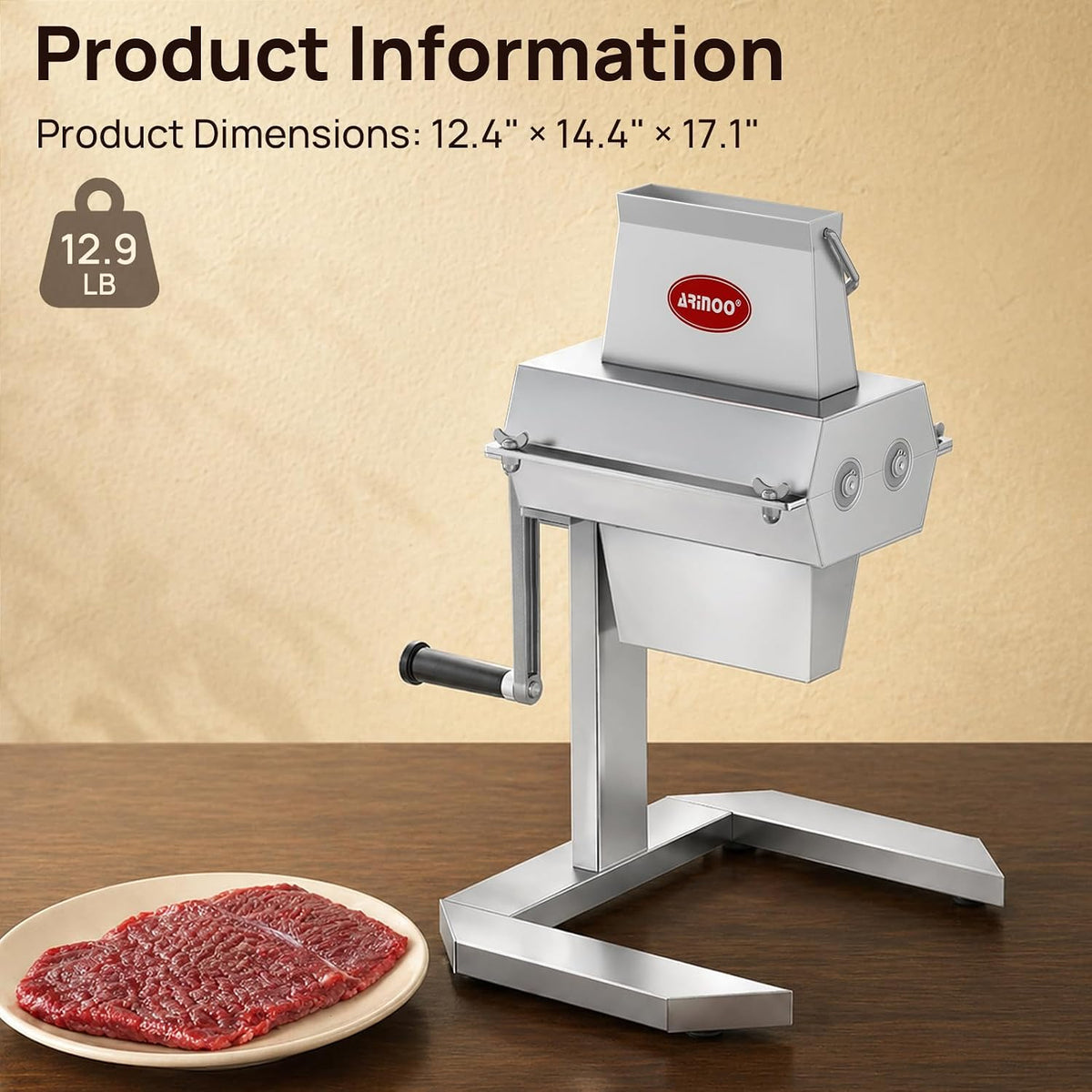Manual Meat Tenderizer Machine, 5'' Steak Cuber & Venison Tenderizer