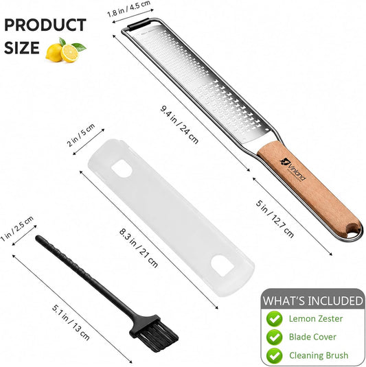 Citrus Lemon Zester & Cheese Grater (Razor-Sharp Stainless Steel Blade & Protect Cover) For Citrus, Parmesan Cheese, Lemon, Ginger, Garlic, Chocolate, Nutmeg, Vegetables and Fruits - Dishwasher Safe