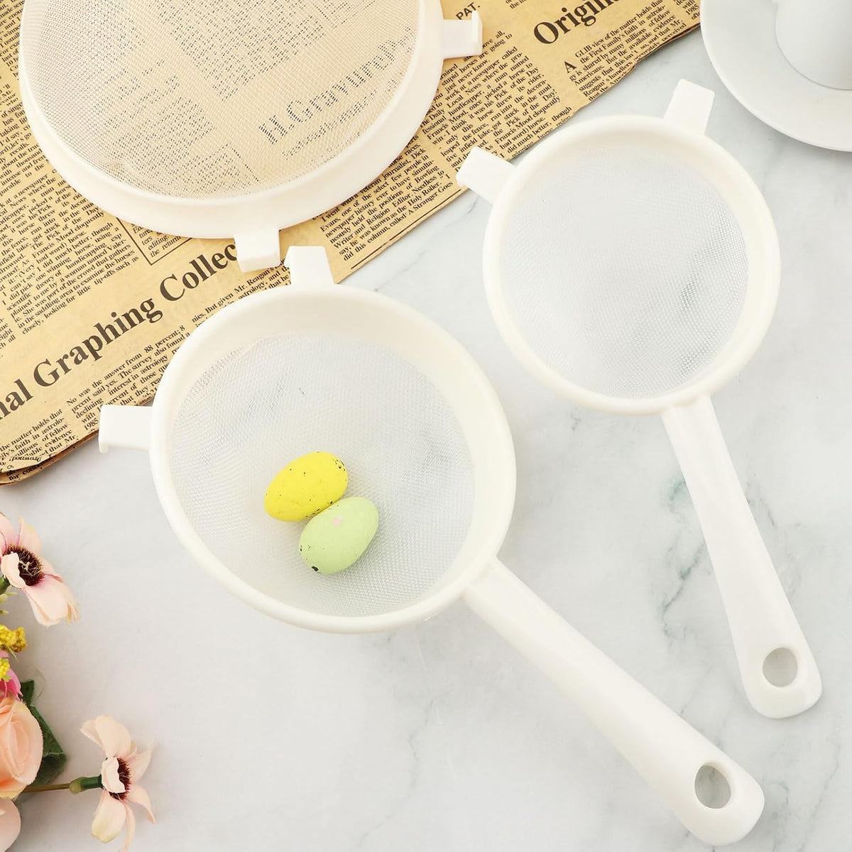 3Pcs Mesh Strainer Set, 3 Sizes Ultra Plastic Fine Colander Filter Spoon