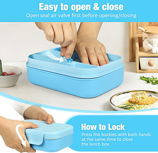 Caperci Bento Box for Kids - Stackable Leakproof Multiple Compartments Lunch Containers for Kids with Sauce Container, 5.8 Cups, Idea for School, On-the-go, Built-in Utensil Set, BPA Free (Purple)