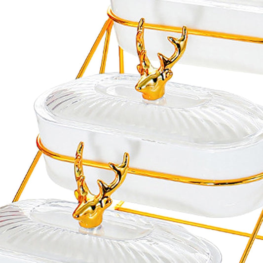 Dried Fruits Tray Snack Plates with Holder with Lid Fruit Bowls Tier Fruit Stand Serving Tray for Snack Cupcake Nuts Candies, white, 3 layer
