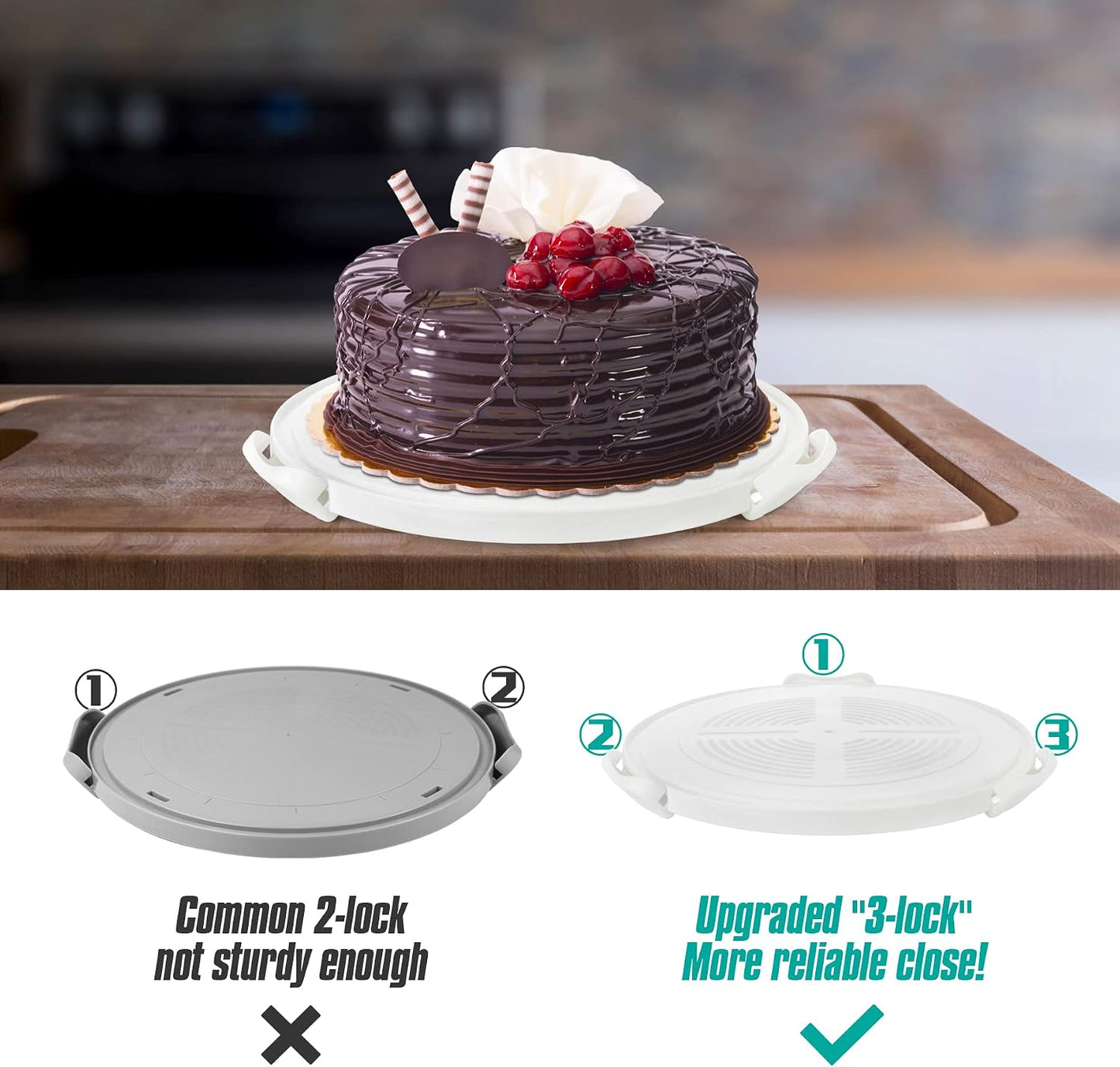 Zoofen Plastic Cake Carrier with Handle 10in Cake Holder Cake Stand with Lid Pink Cake Container for 10in Cake Round Cake Carrier for Transport