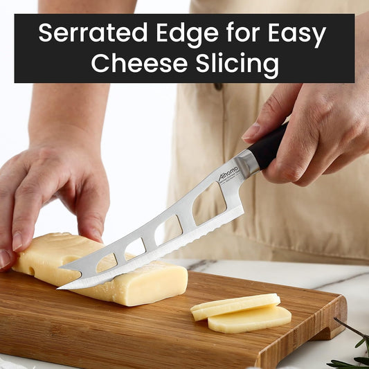 5.5-Inch Offset Cheese Knife for Soft & Semi-Hard Cheese, Serrated Blade