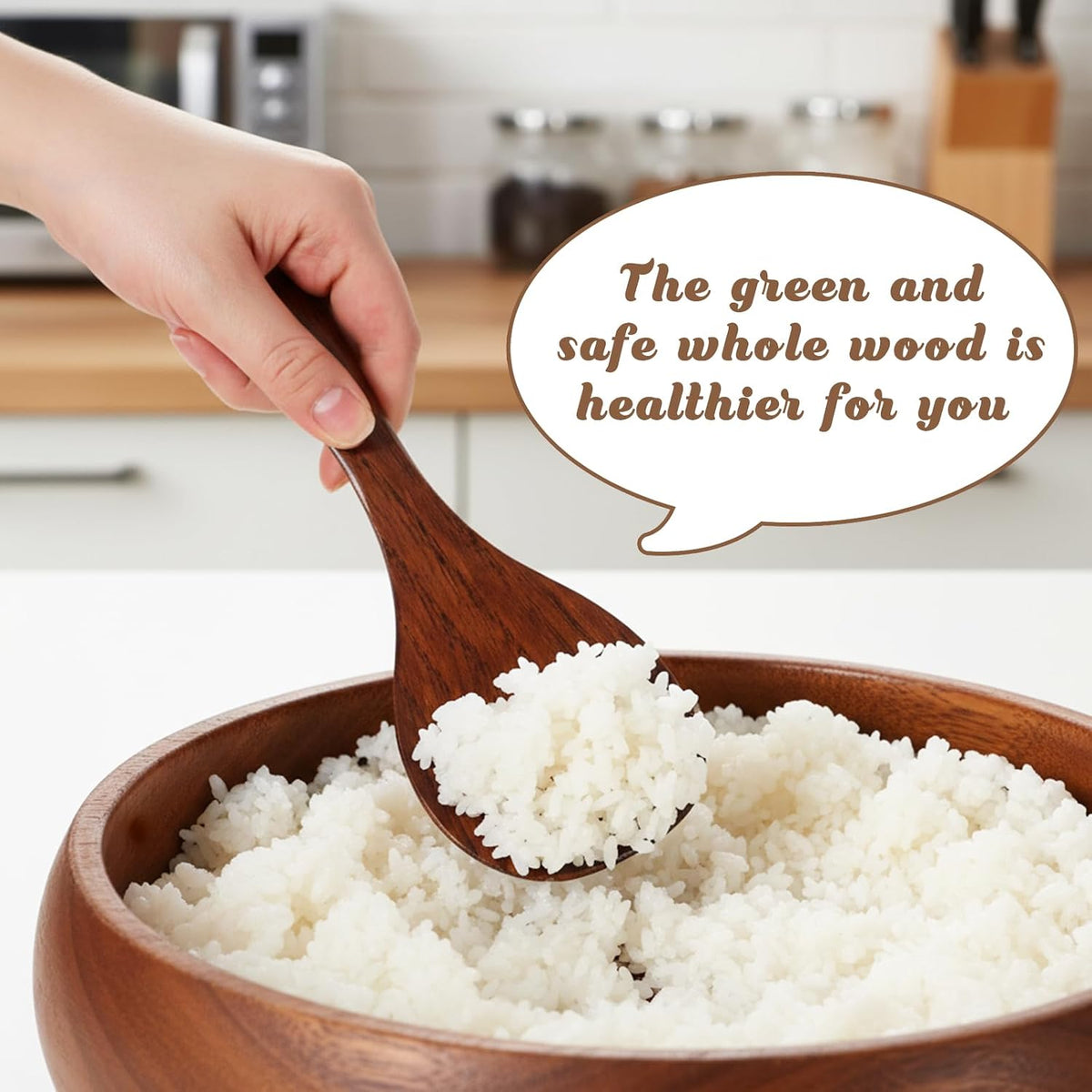 2Pcs Wooden Serving Scooper, Rice Paddle Set,
