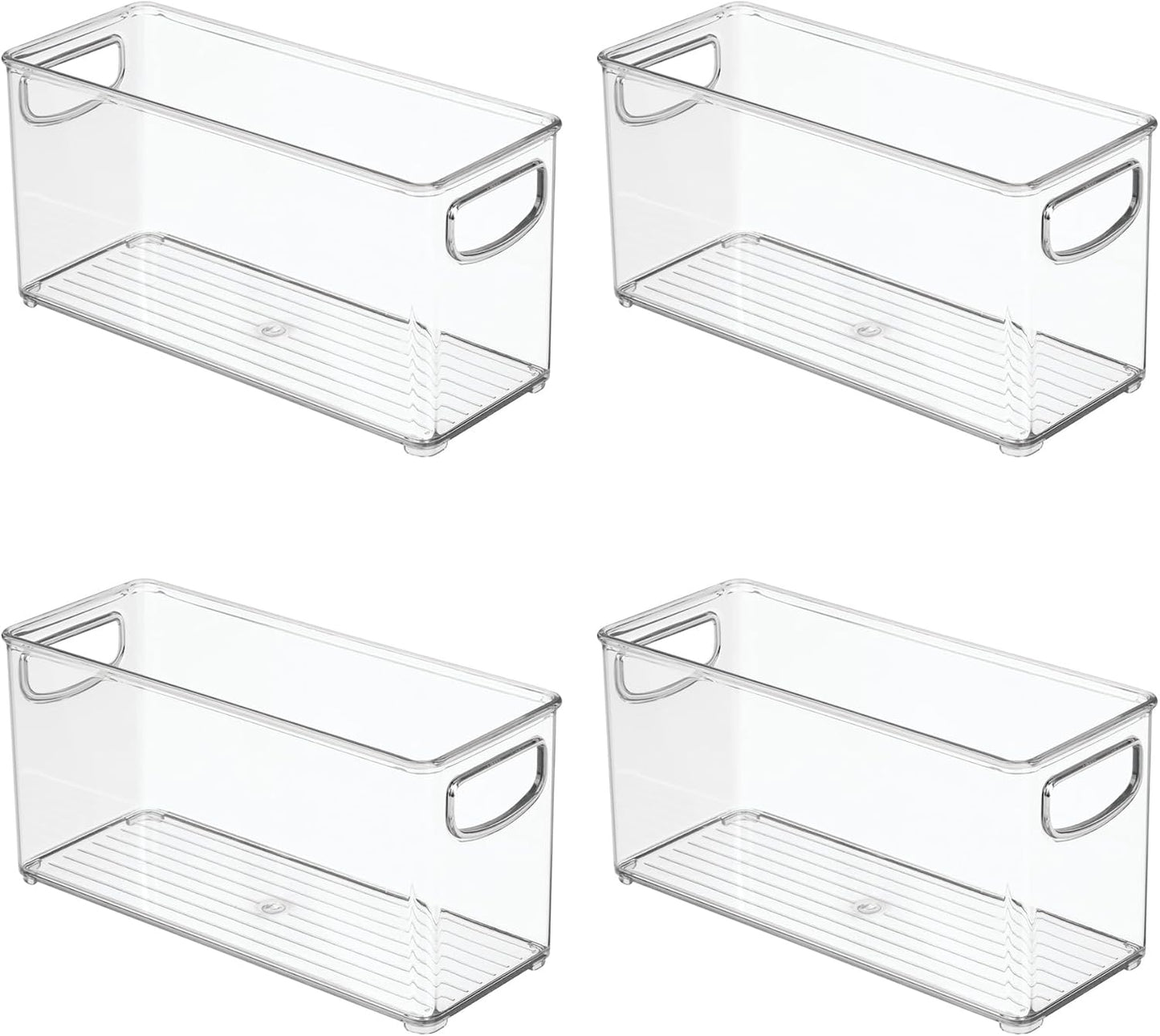 iDesign Plastic Stackable Pantry Bin - Storage Bin with Handles for Cabinets or Fridge - Set of 2 - Clear