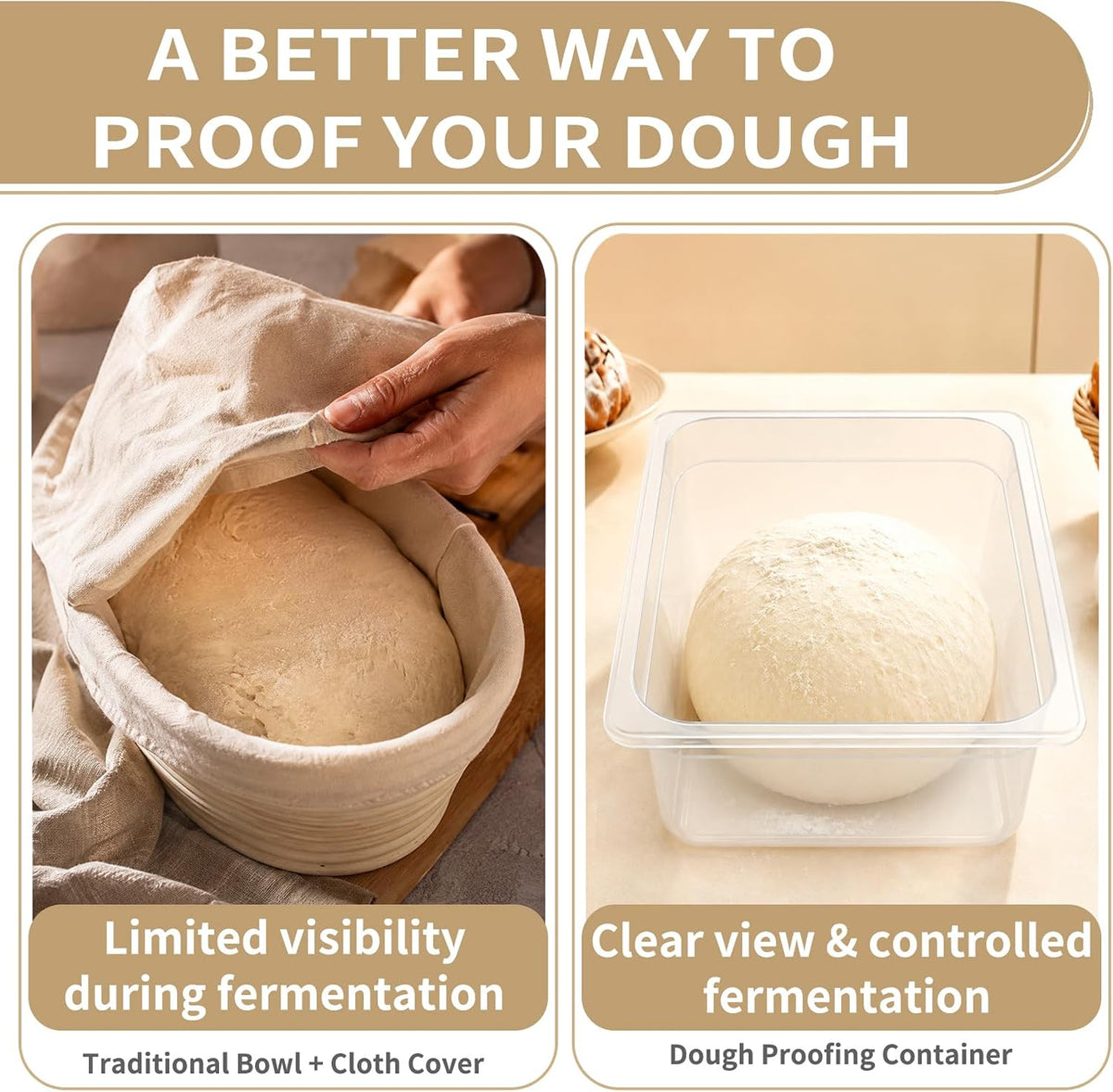 2 Pack 6L Stackable Pizza Dough Proofing Container with Lid